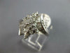 WIDE 1.0CT DIAMOND 14KT WHITE GOLD ROUND & BAGUETTE CRISS CROSS CLUSTER FUN RING