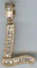 .49CT DIAMOND 14KT ROSE GOLD 3D ROUND & BAGUETTE L INITIAL FUN FLOATING PENDANT