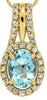 1.34CT DIAMOND & AAA AQUAMARINE 14KT YELLOW GOLD OVAL HALO FUN FLOATING PENDANT