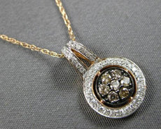 .42CT WHITE & MOCHA DIAMOND 14KT WHITE & ROSE GOLD 3D FLOWER FLOATING PENDANT