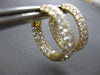 LARGE 3.05CT DIAMOND 18K YELLOW GOLD 3 ROW INSIDE OUT OVAL HOOP HANGING EARRINGS