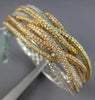 EXTRA LARGE 9.18CT DIAMOND 18KT TRI COLOR GOLD CRISS CROSS CUFF BANGLE BRACELET