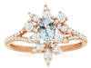 .80CT DIAMOND & AAA AQUAMARINE 14KT ROSE GOLD PEAR SHAPE & ROUND SNOWFLAKE RING