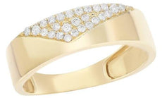 ESTATE .16CT DIAMOND 14KT YELLOW GOLD 3D PAVE TRIANGULAR FUN RING