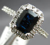 1.71CT DIAMOND & AAA SAPPHIRE 14K WHITE GOLD EMERALD CUT & ROUND ENGAGEMENT RING