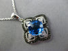ESTATE 3.03CT DIAMOND & BLUE TOPAZ 14KT WHITE & BLACK GOLD OPEN FILIGREE PENDANT