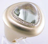 LARGE 11.17CT DIAMOND & AAA GREEN AMETHYST 14KT YELLOW GOLD MATTE & SHINY RING