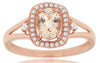 .77CT DIAMOND & AAA MORGANITE 14KT ROSE GOLD OVAL & ROUND SQUARE ENGAGEMENT RING