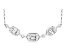 .57CT DIAMOND 14KT WHITE GOLD ROUND & BAGUETTE HEXAGON BY THE YARD FUN NECKLACE