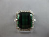 LARGE 5.75CT DIAMOND & AAA GREEN TOURMALINE 14KT WHITE GOLD HALO ENGAGEMENT RING