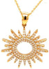 ESTATE LARGE .65CT DIAMOND 18KT YELLOW GOLD FLOWER SUNBURST FUN FLOATING PENDANT