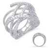 ESTATE LARGE .70CT DIAMOND 14KT WHITE GOLD 3D CLASSIC CRISS CROSS FUN RING