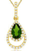 .56CT DIAMOND & AAA RUSSALITE 14KT YELLOW GOLD PEAR SHAPE HALO FLOATING PENDANT