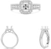 .64CT DIAMOND 14KT WHITE GOLD 3D ROUND SQUARE 4 PRONG SEMI MOUNT ENGAGEMENT RING
