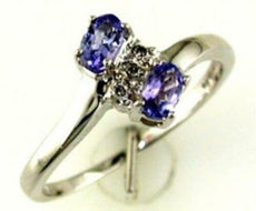 .44CT DIAMOND & AAA TANZANITE 14KT WHITE GOLD OVAL & ROUND CRISS CROSS LOVE RING