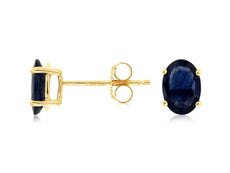ESTATE 2.0CT AAA SAPPHIRE 14KT YELLOW GOLD 3D CLASSIC OVAL 4 PRONG STUD EARRINGS