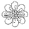 ESTATE .39CT DIAMOND 14KT WHITE GOLD 3D CLASSIC ROUND FLOWER ROSE FUN LOVE RING