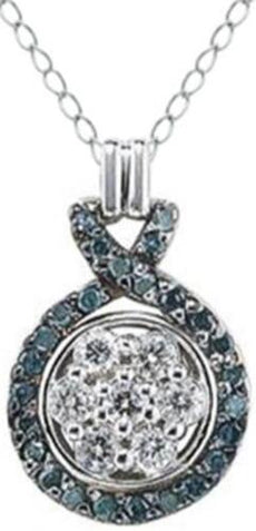 .38CT WHITE & BLACK DIAMOND 14KT WHITE GOLD CIRCULAR INFINITY FLOATING PENDANT