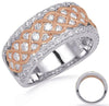 WIDE 1.08CT DIAMOND 14KT WHITE & ROSE GOLD 3D MULTI ROW WOVEN ANNIVERSARY RING