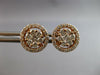 ESTATE LARGE 1.06CT DIAMOND 14KT ROSE GOLD 3D CLASSIC FLOWER HALO STUD EARRINGS