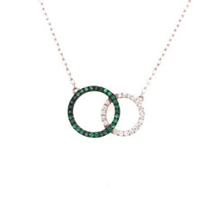 .39CT DIAMOND & AAA EMERALD 18KT WHITE GOLD CIRCULAR LOVE KNOT FUN LOVE NECKLACE