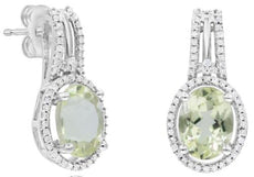 2.67CT DIAMOND & AAA LEMON QUARTZ 14K WHITE GOLD 3D OVAL & ROUND FLORAL EARRINGS