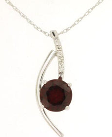 1.80CT DIAMOND & AAA GARNET 14K WHITE GOLD 3D ROUND CRISS CROSS FLOATING PENDANT