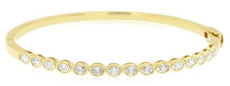 1.35CT DIAMOND 14KT YELLOW GOLD 3D OVAL BEZEL SEMI ETERNITY CUFF BANGLE BRACELET