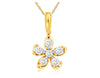 ESTATE .25CT DIAMOND 14KT YELLOW GOLD 3D 6 STONE CLASSIC FLOWER FLOATING PENDANT