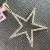 ESTATE .36CT DIAMOND 14KT YELLOW GOLD 3D CLASSIC OPEN STAR LOVE FLOATING PENDANT