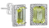 3.08CT DIAMOND & AAA LEMON QUARTZ 14KT WHITE GOLD EMERALD CUT & ROUND EARRINGS