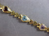 ESTATE WIDE 6CT AAA MULTI GEM 14KT YELLOW GOLD 3D MULTI HEART LOVE BRACELET
