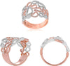 ESTATE LARGE .60CT DIAMOND 14KT WHITE AND ROSE GOLD 3D ROUND MULTI LEAF FUN RING