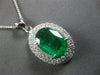 LARGE 4.22CT DIAMOND & AAA EMERALD 18K WHITE GOLD OVAL & ROUND LOVE KNOT PENDANT