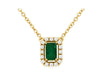 .39CT DIAMOND & AAA EMERALD 14KT YELLOW GOLD BAGUETTE & ROUND HALO LOVE NECKLACE