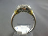 ESTATE 1.31CT WHITE & FANCY YELLOW DIAMOND 14K 2 TONE GOLD PUFF HEART SHAPE RING