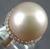 LARGE .44CT DIAMOND & AAA PINK SOUTH SEA PEARL 18KT ROSE GOLD 3D HALO LOVE RING