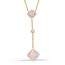 .46CT DIAMOND 14K ROSE GOLD PAVE CLUSTER SQUARE BY THE YARD LARIAT LOVE NECKLACE