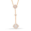 .46CT DIAMOND 14K ROSE GOLD PAVE CLUSTER SQUARE BY THE YARD LARIAT LOVE NECKLACE