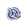 EXTRA LARGE 2.43CT DIAMOND & AAA SAPPHIRE 18KY WHITE GOLD 3D MULTI ROW LOVE RING