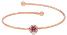 .42CT DIAMOND & AAA PINK TOURMALINE 14KT ROSE GOLD 3D FLOWER FUN BANGLE BRACELET