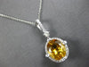 2.47CT DIAMOND & AAA CITRINE 14K WHITE GOLD OVAL & ROUND FLOWER FLOATING PENDANT
