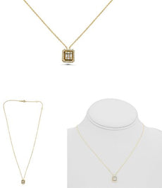 .23CT DIAMOND 14KT YELLOW GOLD ROUND & BAGUETTE SQUARE OCTAGON CLUSTER NECKLACE