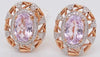 LARGE 7.77CT DIAMOND & AAA PINK AMETHYST 14KT ROSE GOLD 3D OVAL & ROUND EARRINGS