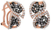LARGE 1.90CT WHITE & CHOCOLATE FANCY DIAMOND 14KT ROSE GOLD DOUBLE LEAF EARRINGS