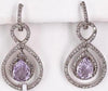 3.01CT DIAMOND & AAA PINK AMETHYST 14K WHITE GOLD 3D PEAR SHAPE & ROUND EARRINGS