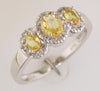 1.05CT DIAMOND & AAA YELLOW SAPPHIRE 14KT WHITE GOLD OVAL HALO 3 STONE LOVE RING