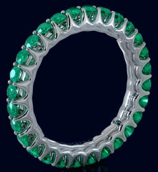 1.43CT AAA EMERALD 14K WHITE GOLD 3D CLASSIC SHARED PRONG ETERNITY FUN LOVE RING