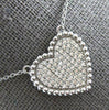 .55CT DIAMOND 14KT WHITE GOLD 3D ROUND PAVE MILGRAIN HEART SHAPE LOVE NECKLACE