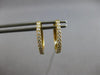 ESTATE .27CT DIAMOND 18K YELLOW GOLD 3D CLASSIC OVAL HUGGIE FUN HANGING EARRINGS